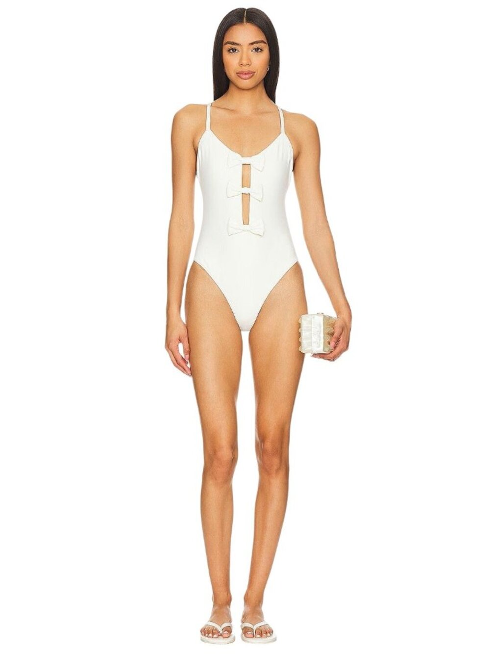 CAROLINE CONSTAS Sabina One Piece in Off White Small New Womens Swimsuit